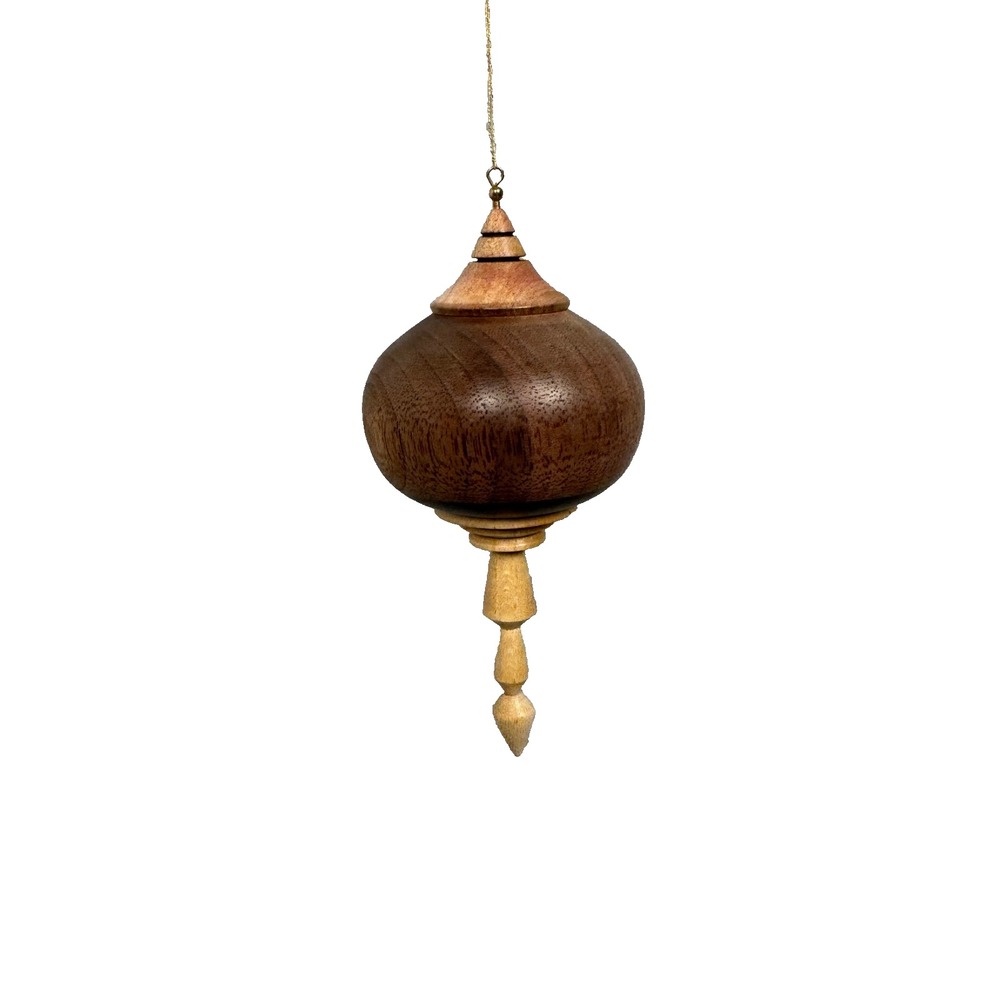 Handcrafted Lathe-turned Wooden Christmas Ornament Various Wood Species